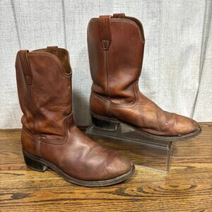 Vintage Brown Leather Roper Cowboy Work Boots Men’s 10.5 EE Western